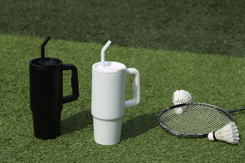 Bern Stainless Steel Tumbler with Reusable Straw (Black)