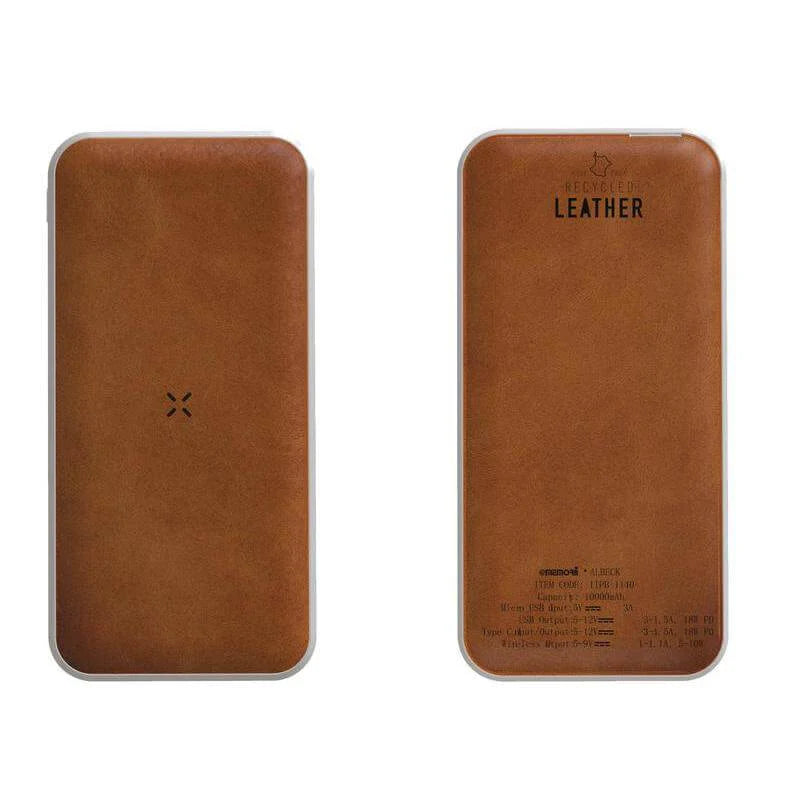 Albeck Recycled Leather Powerbank 10000mAh PD (White/Tan)