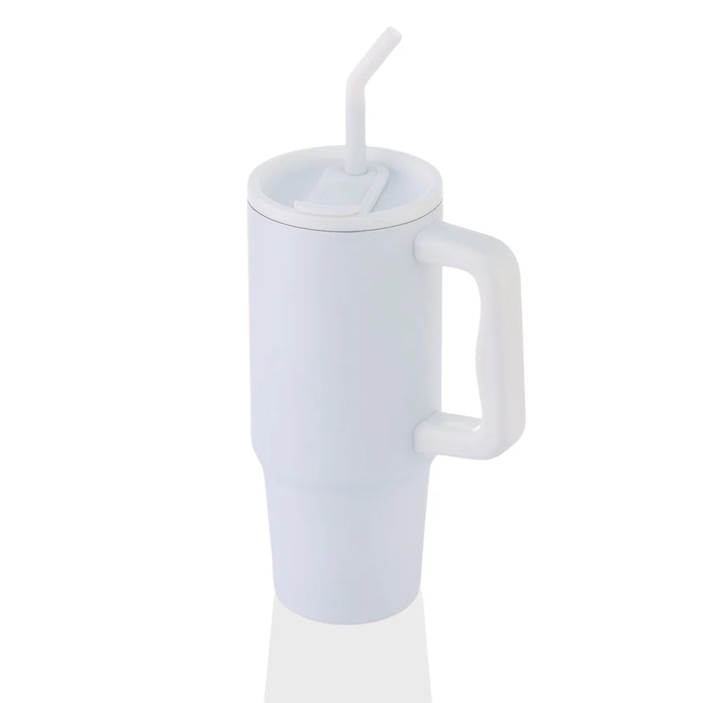 Bern Stainless Steel Tumbler with Reusable Straw (White)