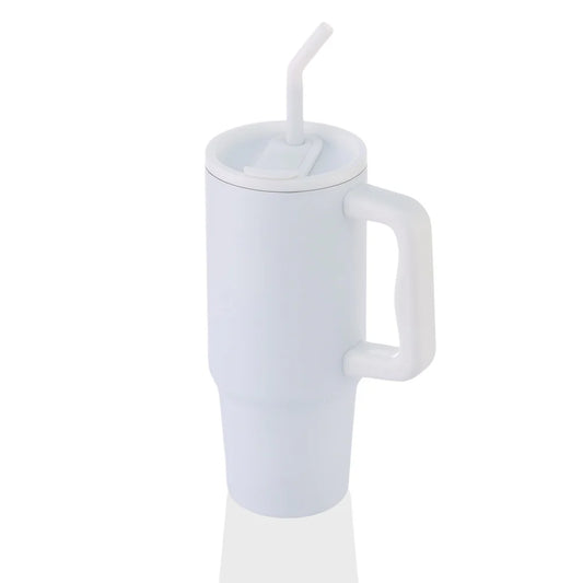 Bern Stainless Steel Tumbler with Reusable Straw (White)