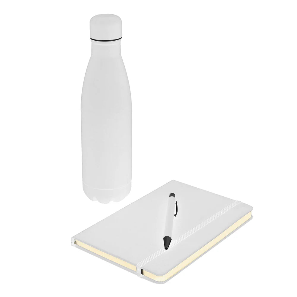Lauta Giftology Set of Stainless Bottle, Notebook and Pen (White)